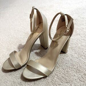 Lulu’s, Taylor Gold Ankle Strap 4” Heels